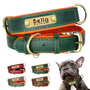 Customized PU Leather Nameplate Dog Collar